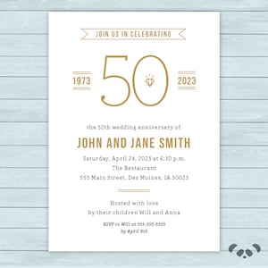 Anniversary Party Invitation  |  Wedding Anniversary Party Invitation  |  Anniversary Invite  |  50th Wedding Anniversary