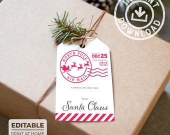 Printable From Santa Gift Tags | Christmas North Pole Santa Gift Tags  |  Santa Gift Tags  |  Editable Instant Download
