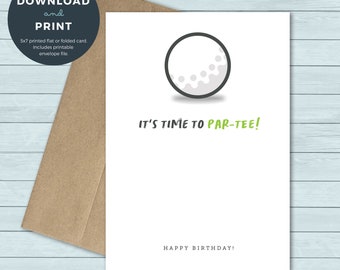 Printable Birthday Card | Golf Ball Tee Birthday Card | Birthday Card | Digital Download