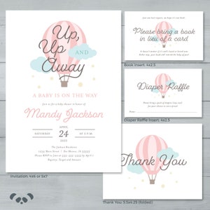 Up, Up and Away Balloon Baby Shower Invitation Suite  |  Hot Air Balloon Baby Shower Invite  |  Up, Up and Away Shower Invite