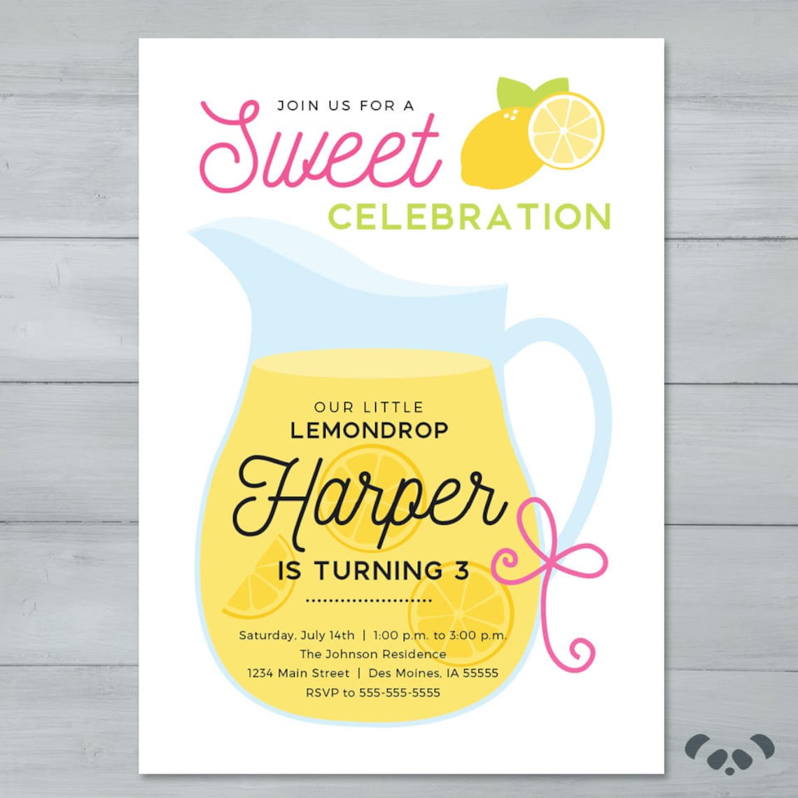 Lemon Birthday Invitation Lemondrop Invite Lemonade Invite Etsy