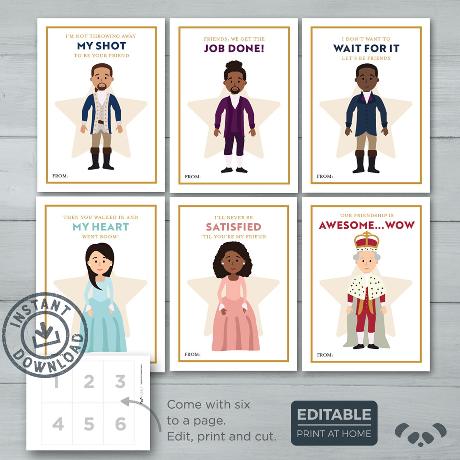 Hamilton valentine Kids Valentine cards Alexander Hamilton Valentines | Etsy