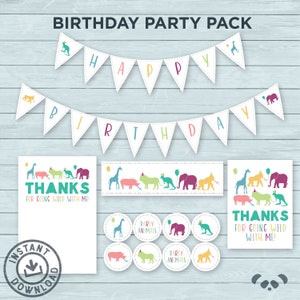Printable Party Animals Birthday Party Pack | Instant Download Thank ...