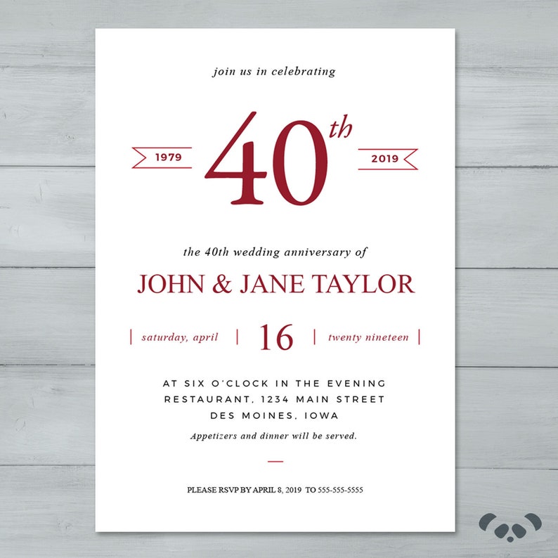 Anniversary Party Invitation Wedding Anniversary Party Etsy