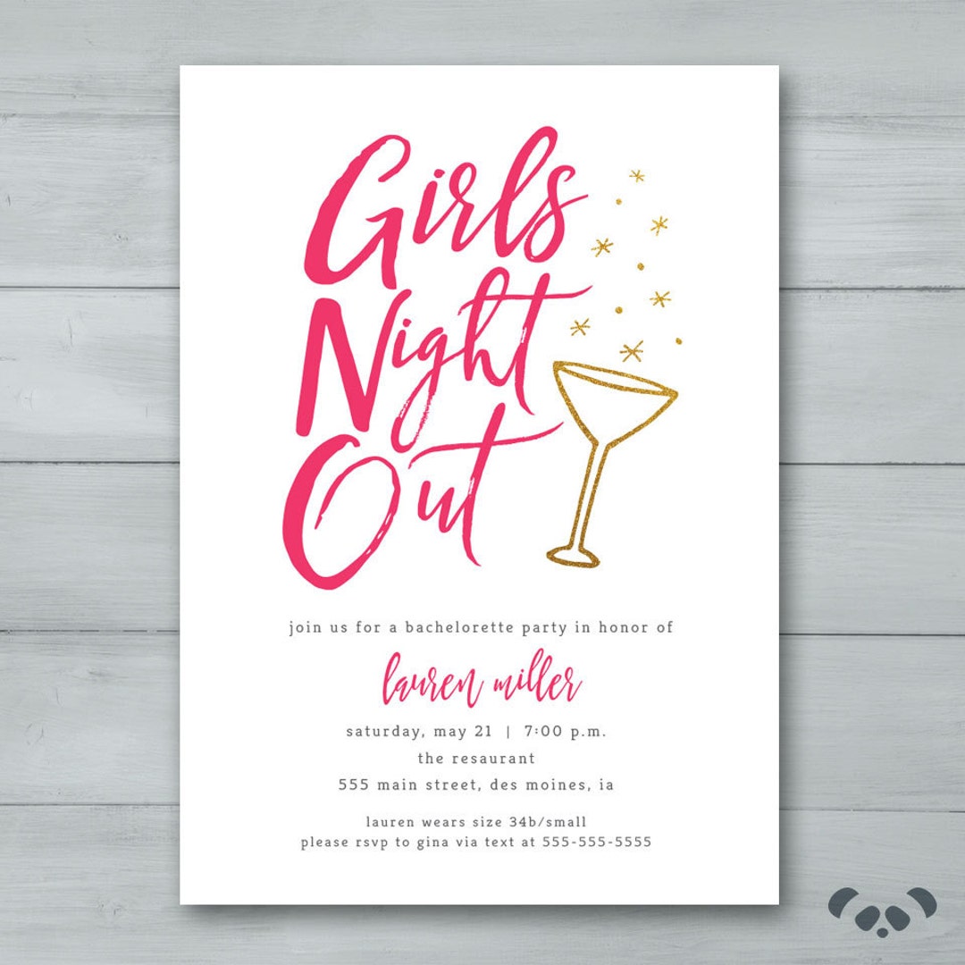 Girls Night Out Bachelorette Party Invitation | Drinks Martini GNO ...
