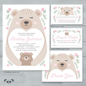 Mama Bear Baby Shower Invitation Suite  |  Bear Baby Shower Invite  |  Mommy and Baby Bear Baby Shower Invite