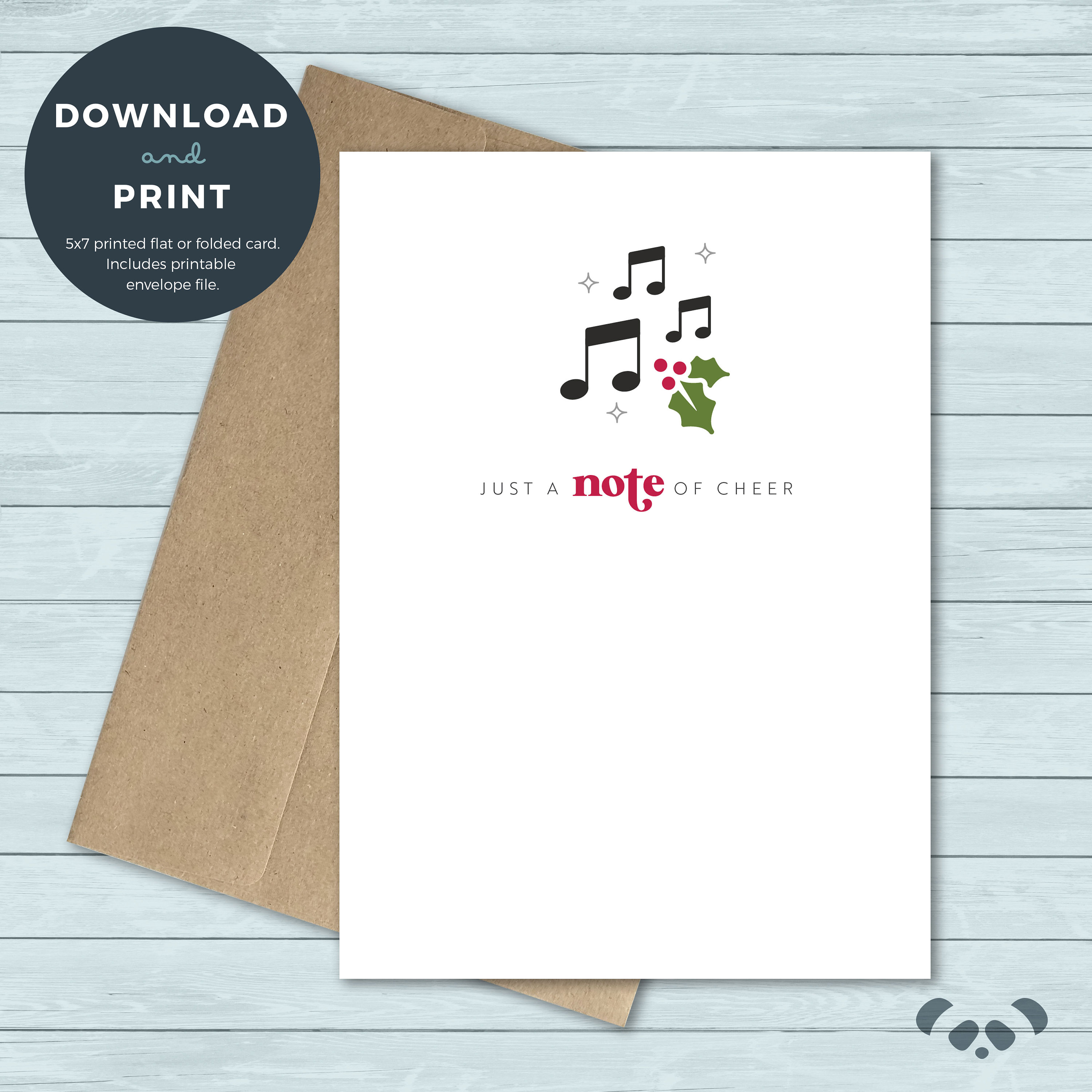Christmas Note Printable 4x6 Note Card PDF Index Card Paper Note