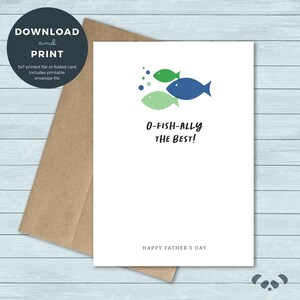 Afdrukbare Vaderdagkaart | Vis, Vissen, O-Fishally de beste, vader, vader, papa, papa | Vaderdagkaart | Digitaal downloaden