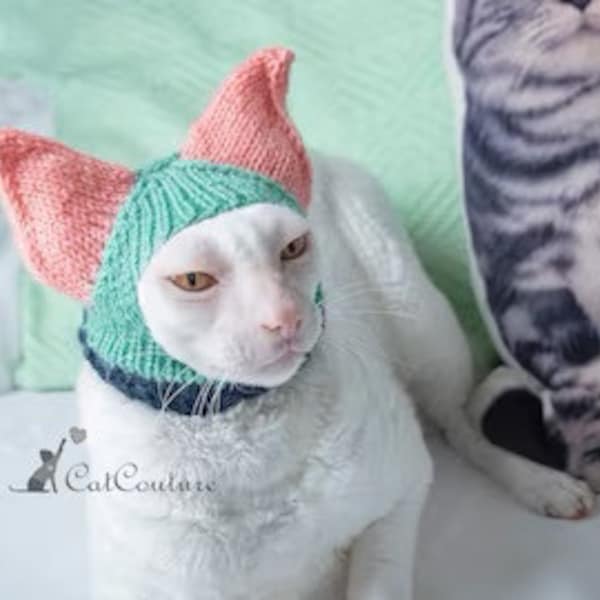 Ears covering hat for cat Cat winter wear Sphynx cat hats Handmade warm soft cat hat