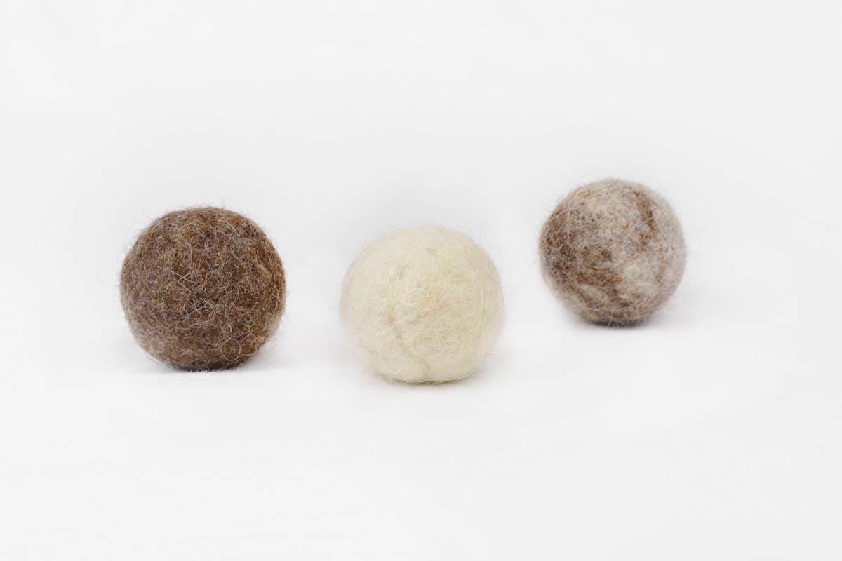 Organic not dyed felt cat balls Natural wool balls for cat Etsy