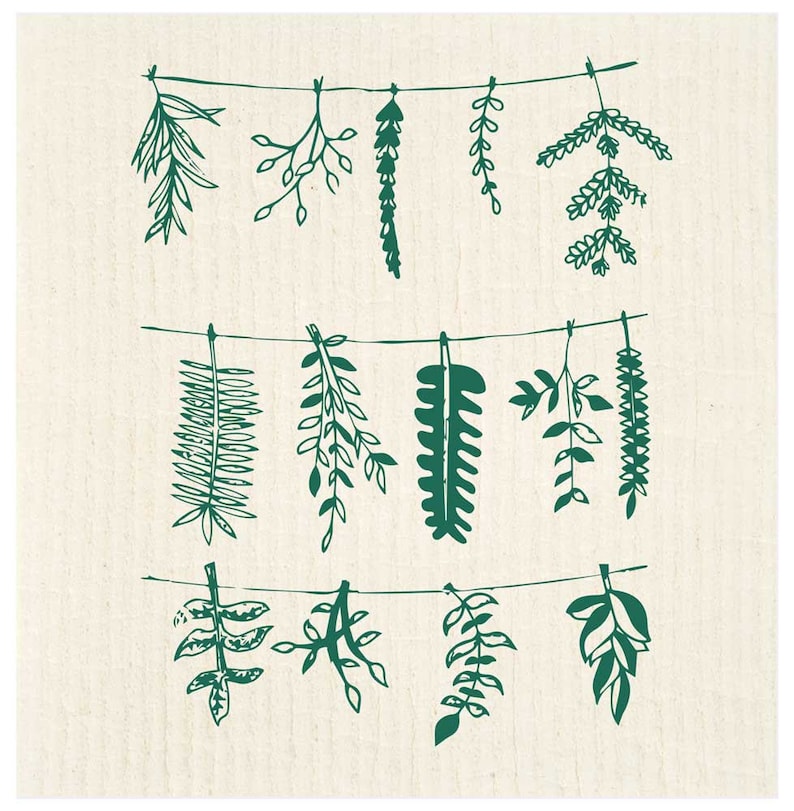 Potluck Press Hanging Plants Swedish Dishcloth