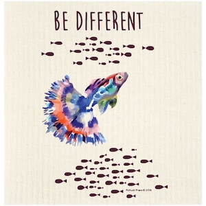 Be Different Beta Fish Swedish Dishcloth by Potluck Press