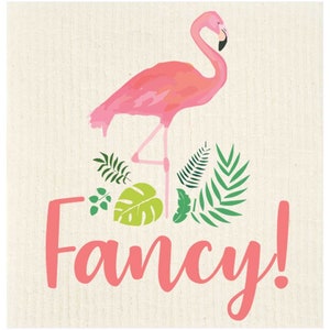 Fancy Flamingo Swedish Dishcloth by Potluck Press