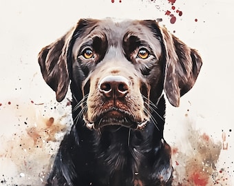 Schokolade Labrador Labrador Liebhaber - Aquarell Kunstdruck - Chocolate Labrador Portrait - Hundeliebhaber Geschenk - Haustier Wanddeko