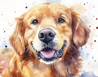 Beautiful Golden Retriever - Watercolor Art Print - Golden Portrait - Dog Lover Gift - Pet Wall Decor