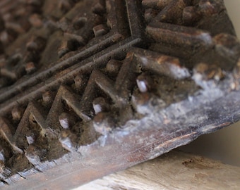 Large old vintage wooden print block. Carved Indian block - wall deco - interiors.