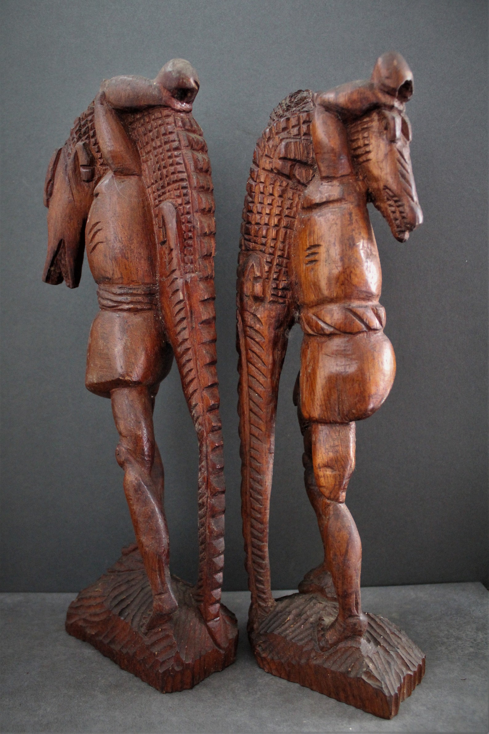 Pair of Hand Carved AFRICAN WOODEN SCULPTURES Crocodile | Etsy