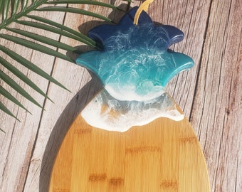 Pineapple Charcuterie board, Wooden ocean serving board, Tropical cutting board