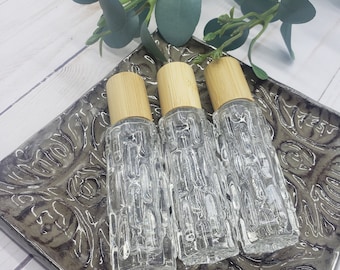 Boho bubble roller bottles, 10ml bamboo cap rollers, roll ons for essential oils
