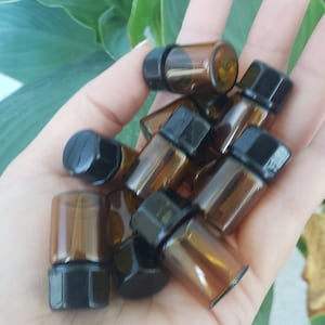 Mini glass 1/2 dram bottles, 2ml tiny vials, amber small bottles, mini oil bottles, for essential oils perfume, for crafts, 10 pack