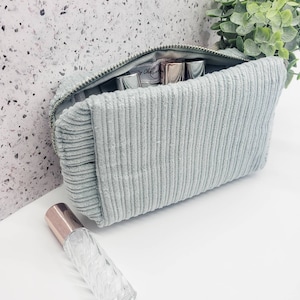 Teal Corduroy Essential Oil Bag, Travel Case, Zippered Oil Holder, Toiletry Case