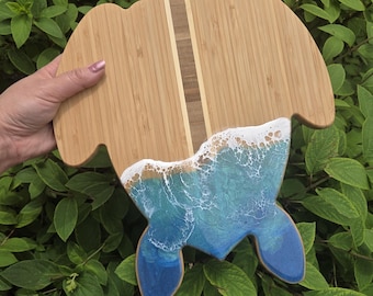 Sea Turtle Serving Board: Bamboo Ocean Tray, Tropical Decor