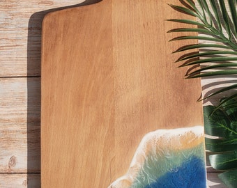 Ocean Charcuterie Board, Decorative Wooden Serving Tray, Beach Cutting Board