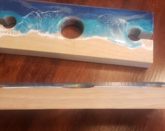 Ocean Wine Glass Caddy, Tropical Wood Wine Bottle Holder