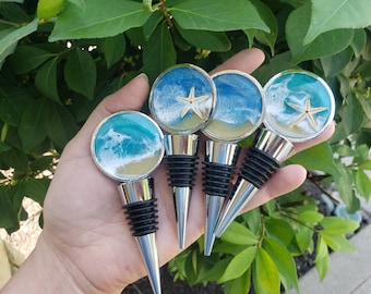 Ocean waves wine stopper, nautical decor, Ocean gift