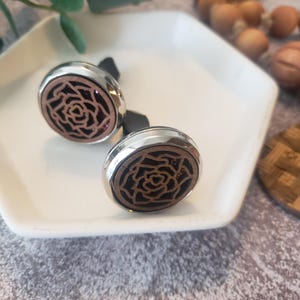 Beautiful wood car vent clip, car diffuser clips, air freshener, auto accessory, wooden essential oil clip, floral clip