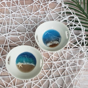 Handmade Resin Ocean Ring Dish: Beach Decor Jewelry Tray