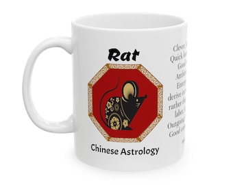 Tazza in ceramica con zodiaco cinese del ratto da 11 once