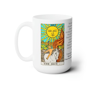 The Sun Tarot Mug oracle card rider waite imagen espiritual metafísica nueva era adivinación lectura psíquica regalo taza de té de café