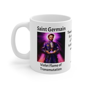 Saint Germain Mug Violet flame item ascension new age alchemy spiritual woo woo new age great awakening ascended master coffee tea cup
