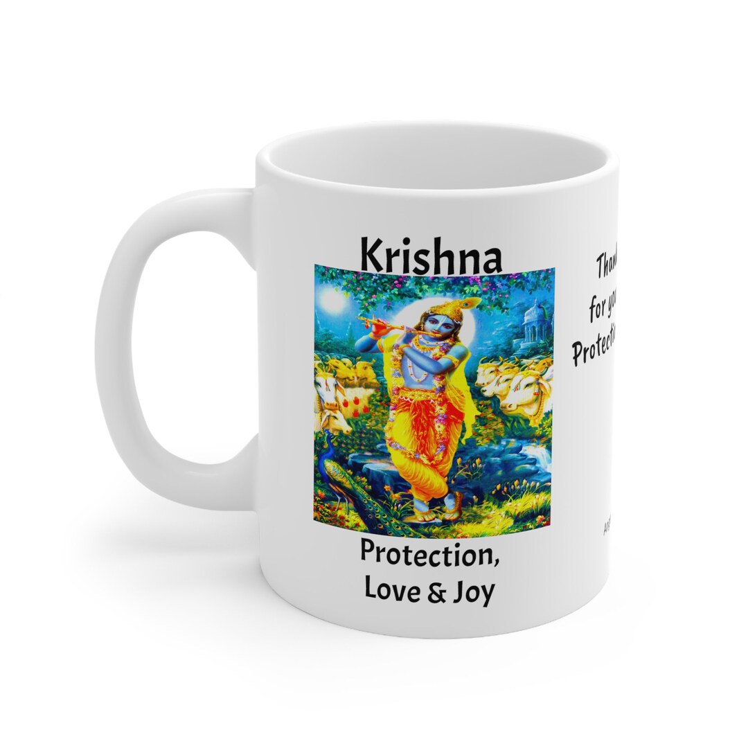 Krishna Mug Hindu Deity Indian Religion Gift Deity Protection Cup Deity