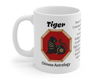 Tiger Chinese Zodiac Mug astrology item birth sign month cup horoscope gift personal gift for co-worker office worker friend neighbor boss