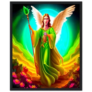 Archangel Raphael 16x20 artwork angel spiritual deities angel of healing wall art frame picture wall hanging print canvas image portrait