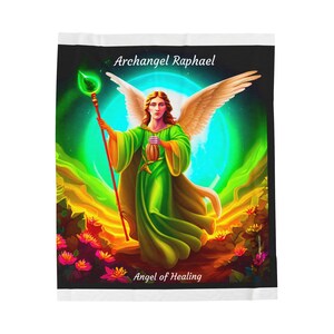 Archangel Raphael Blanket bedspread bed cover wall art tapestry picture wall hanging art print home decor artwork canvas wall art healing image 5
