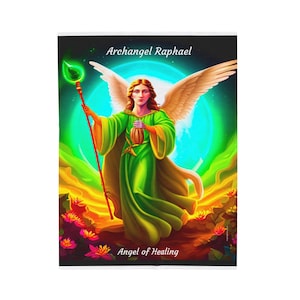 Archangel Raphael Blanket bedspread bed cover wall art tapestry picture wall hanging art print home decor artwork canvas wall art healing image 1