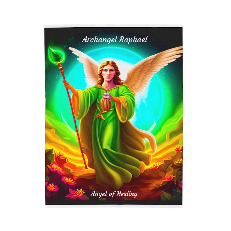 Archangel Raphael Blanket bedspread bed cover wall art tapestry picture wall hanging art print home decor artwork canvas wall art healing image 1