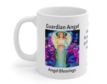 Taza de ángel de la guarda, ángel de la protección, guía espiritual, regalo para amantes de los ángeles, ser celestial, taza del reino celestial, serafines, arcángeles, taza de café y té