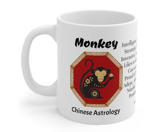 Monkey Chinese Zodiac Mug astrology item birth sign month cup horoscope gift personal gift for co-worker office worker friend neighbor boss