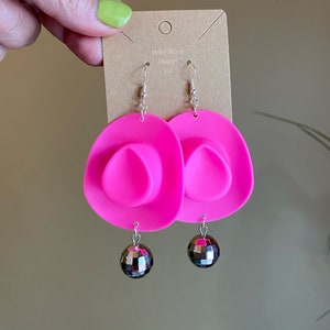 Mini Disco Ball Cowboy Hat Earrings