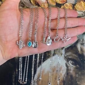 Country Western Silver Stainless Steel Chain Necklace