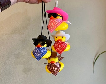Mini Rubber Duck Cowboy Hat Hanging Decoration, Cowboy Ducky, Western, Cowgirl Duck, Car Accessory, Rearview Mirror, Hanging Ornament
