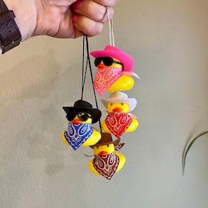 Cowboy Rubber Duck Western Rearview Mirror Car Ornament Accessory