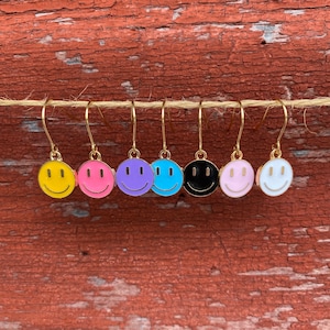 Dainty Smiley Face Unique Novelty Dangle Earrings