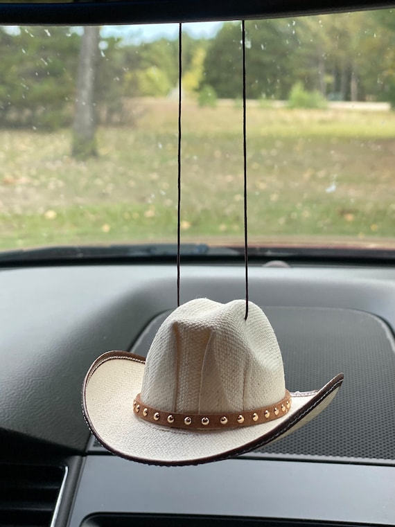 Mini Cowboy Cowgirl Hat Western Rearview Mirror Hanging Car  display picture 2