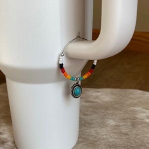 Beaded Western Tumbler Travel Cup Charm Handle Accessory