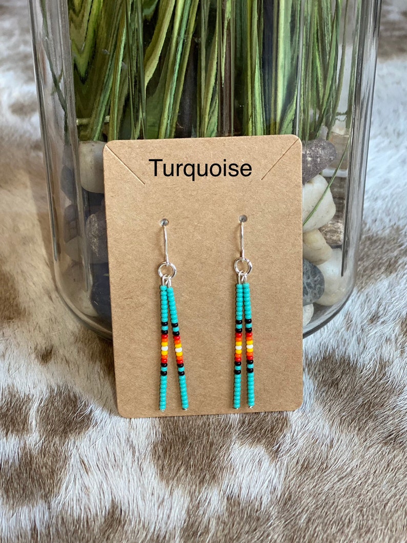 Handmade Beaded Seed Bead Beaded Dangle Earrings: Native, Western, Boho ...
